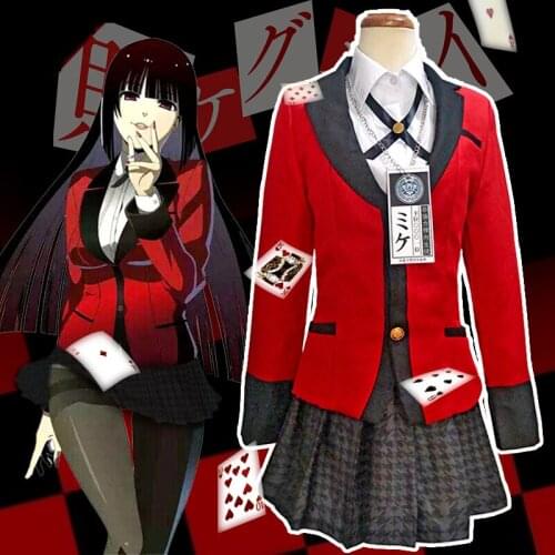 6pcs Anime Kakegurui Cosplay Yomotsuki Runa Costume Girls JK School Uniform Hoodie Halloween Costume Full Set For Women C88132AD