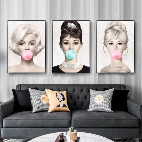 Abstract Figure Pink Bubbles Gum Canvas Painting Beauty Posters and Prints Wall Art Pictures for Living Room Home Decor Unframed