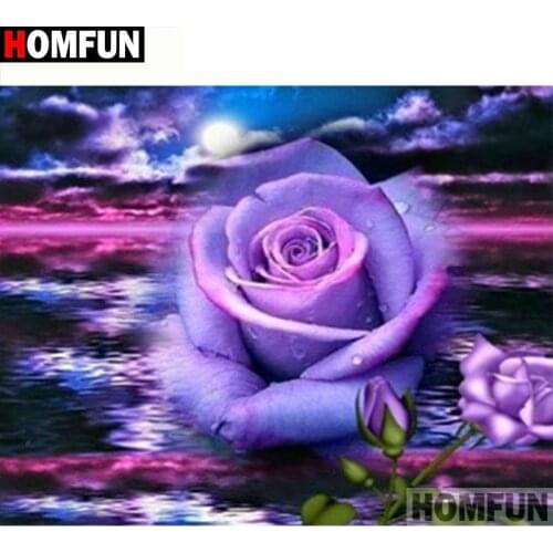 HOMFUN Full Diamond Embroidery Diy 5D Diamond Painting Cross Stitch "Rose flower sea" Full Drill Home Room Decor A19964