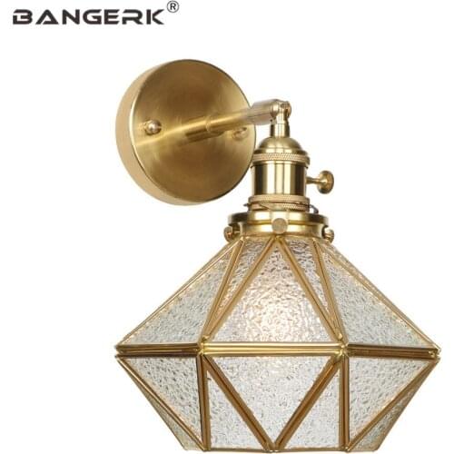 Antique Copper Glass Wall Light Loft Decor Switch LED Edison Sconce Wall Lights Vintage Adjust Bedside Wall Lamp Home Lighting