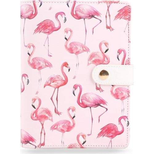 2020 Notebook weekly planner diary A6 green Flamingo 6 ring binder kawaii agendas office accessories Free shipping