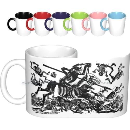 La Calaveras De Don Quijote By Jose Posada Ceramic Mugs Coffee Cups Milk Tea Mug Calavera Francisco I Madero Francisco Madero