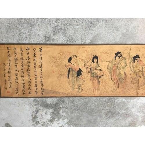 China old painting calligraphy long scroll painting Dunhuang Ladies scroll