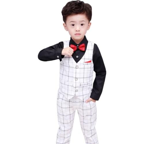 Boys Formal Clothing Sets Spring Autumn Boys Wedding Clothes Vest & Pants 2 Pcs Kids Gentleman Clothes Suit Girls Birthday Dress