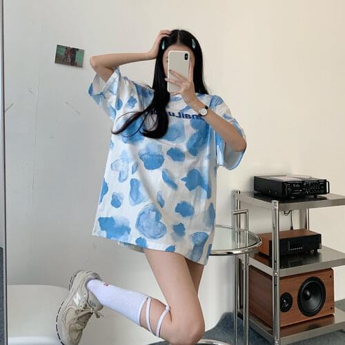 Summer short sleeve T-Shirt Girls Tee Shirt Loose Basic Oversize T Shirt Women Casual O-neck Fashion Female Tops Plus Size