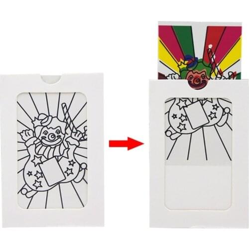 Mini Size Changing Clown Color Card Magic Tricks for Children Close Up Stage Magic Props Easy To Do Classic Toys Kids YH2146