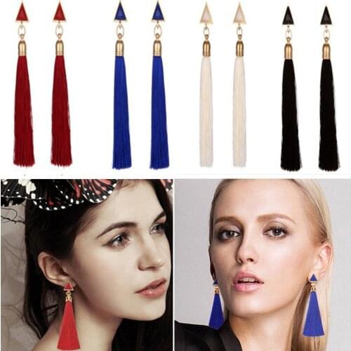 New Fashion Charm Boho Long Geometric Tassel Drop Earrings For Women Girls Party Vintage Ethnic Multicolor Earring Jewelry Gifts
