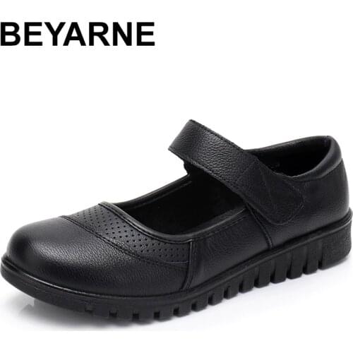 BEYARNE Flats Moccasins Slip on Loafers Genuine Leather Ballet Shoes Fashion Casual Ladies Shoes Footwear Soft Women Shoes E203