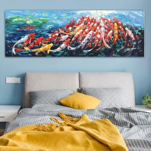 Wall Canvas Art Picture Print Abstract Fengshui Koi Fish Lotus Landscape Chinese Painting & Calligraphy Poster For Living Room