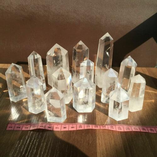 Natural white Crystal clear quartz 4-8CM Quartz Crystal Stone Point Healing Hexagonal Wand Treatment Stone