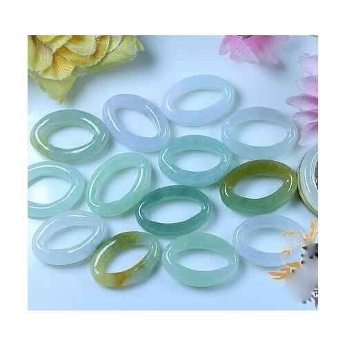Natural a cargo of jade ice three color Yuhuan buckle oval flat ring link buckle diy Jewelry accessories jade Scattered beads