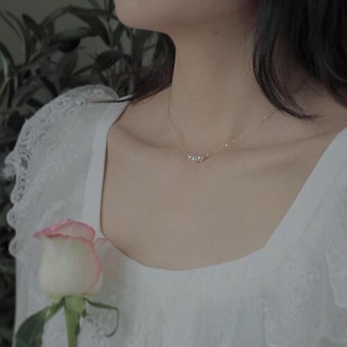 New 925 Sterling Silver Three Pearl Necklace Exquisite Choker Birthday Gift for Ladies Exquisite Jewelry SNK035