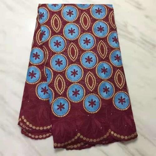 New Arrival Embroidery Stones Perforated Swiss Cotton Fabric 2021 Latest High Quality 5Yards French Dress Material Cotton Lace