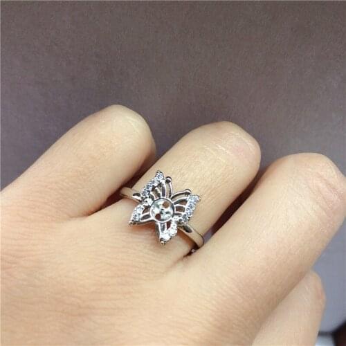 New Butterfly Ring Mountings Base Findings Mount Component Jewelry Settings Parts for Pearls Stones Crystal Agate Coral Jade