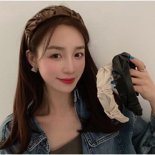 Fashion Leather Hair Band Five Flower Solid Color Folds Pattern Hair Hoop Headbands Designer Haarband Hair Accessories For Women