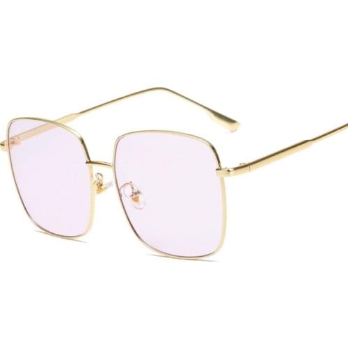 Fashion Oversized Square Sunglasses Women Brand Designer Vintage Retro Sun Glasses Female Big Frame Metal Quality Oculos De Sol