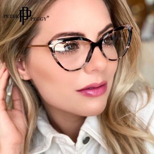 Transparent Optics Cat Eye Glasses Women Vintage Plastic Fashion Glasses Frames For Men Prescription Myopia Eyeglasses Frames