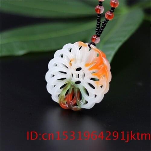 Jade Windmill Pendant Necklace Out Chinese Jewelry Color Women Double-sided Fashion Hand Gifts Carved Charm Amulet Natural Men
