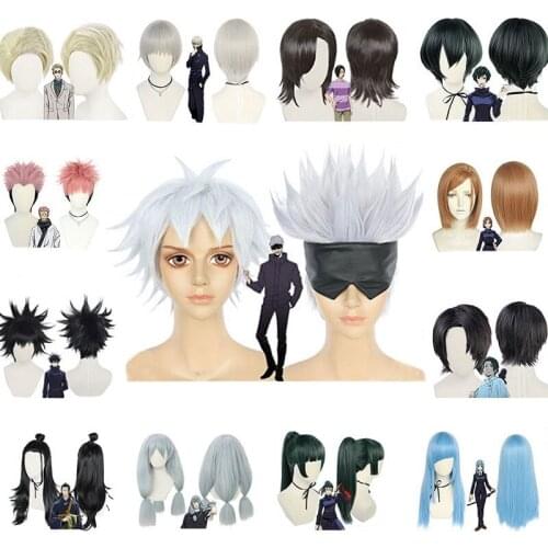 Anime Jujutsu Kaisen Itadori Yuji Fushiguro Megumi Kugisaki Nobara Gojo Satoru Geto Suguru Miwa Kasumi Cosplay Wig Free Wig Cap