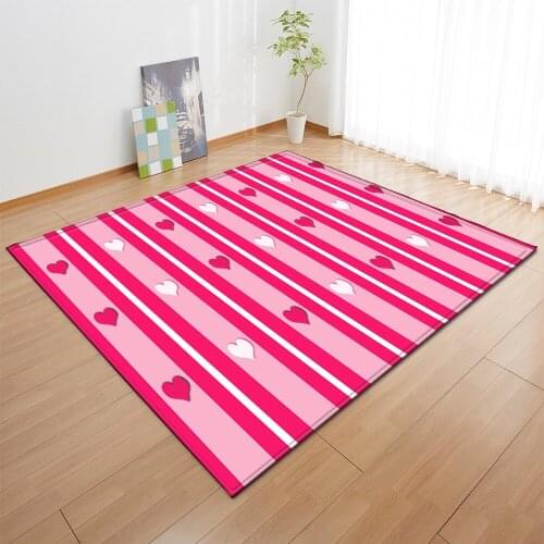 Striped Carpet Modern Living Room Dining Room Pink Decorative Carpets Childrens Room 3D Printing Mat Home Rugs Bedroom Non-slip