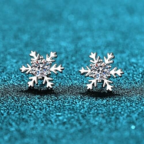 Passed Diamond Test 0.6CT Perfect Cut Snowflake Moissanite Earrings 925 Sterling Silver Cute Stud Earrings Trendy Jewelry