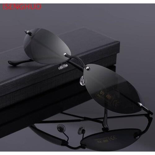 ISENGHUO New Rimless Classic Oval glasses Matrix Morpheus Sunglasses Matrix Sunglasses Movie sunglasses Men UV400 oculos de sol