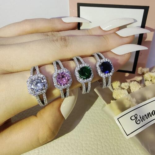 Wedding Engagement Rings Blue For Women Wholesale Finger Fashion Design Anniversary Party Gift Jewelry R1104