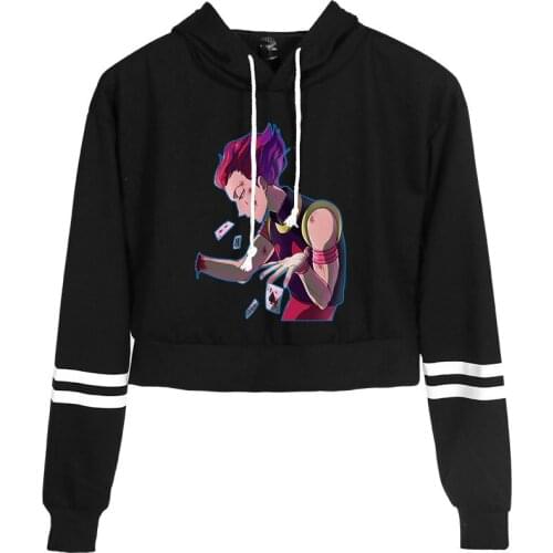 Hunter X Hunter Hoodies Women Cartoon Hisoka Hooded Navel Short Sweatshirt Women Harajuku Long Sleeve Fashion Casual Sweatshirts