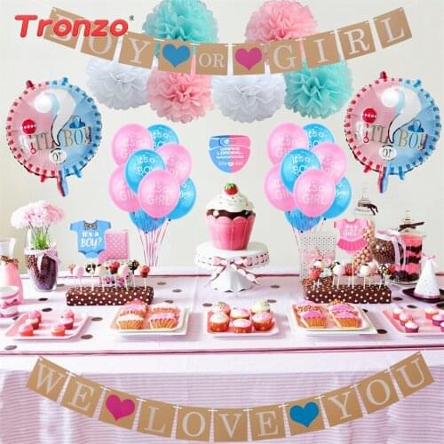 Tronzo Gender Reveal Balloon 60pcs Party Supplies Its A Boy Or Girl Balloons Party Banner Photo Props Baby Shower Decorations