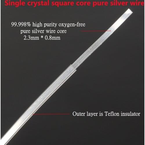 Audiophile Hifi Sterling Silver FEP Skin Machine Inner Signal DIY Bulk Cable Single Crystal Square Core Sterling Silver Line