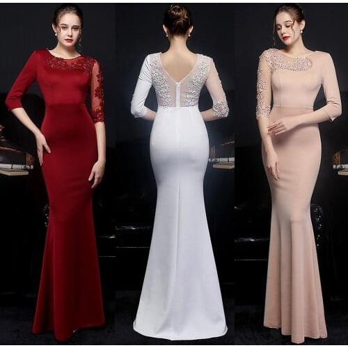 Half Sleeve O Neck Mermaid Evening Dress Cut Out Lace Tafftal Formal Women Vestidos Elegant Occation Prom Robe De Soriee