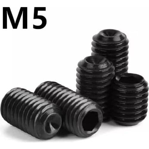 1000/500/100PCS GB80 M5x3/4/5/6/8/10/12/14/16/20/25/30/35mm DIN916 Black 304 Stainless steel hex socket set screw with cup point