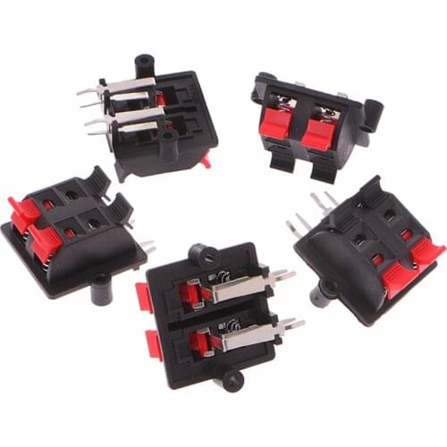 5Pcs Double Row 4 Position Cable Clip Push Type Speaker Terminal Panel Connector