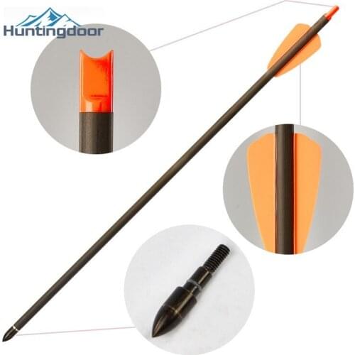 6/12/24Pcs 15inch Pure Carbon Crossbow Arrows Tactical Hunting Arrow Spine 350 Small Bolts hard Steel Arrowhead For shooting