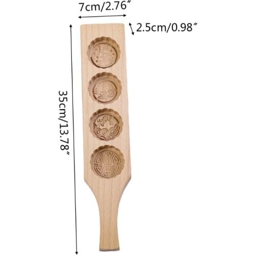 667A Chinese Traditional Mid-autumn Festival Mooncake Molds 4 Different Flower Shaped Wood Handmade Moulds for Baking Cookies