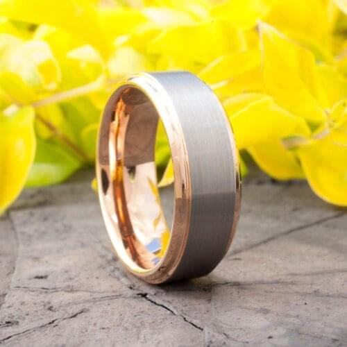 8MM Mens Fashion Rose Gold Ring Silver Color Matte Stainless Steel Ring Jewelry Anniversary Birthday Gift For Boyfriend