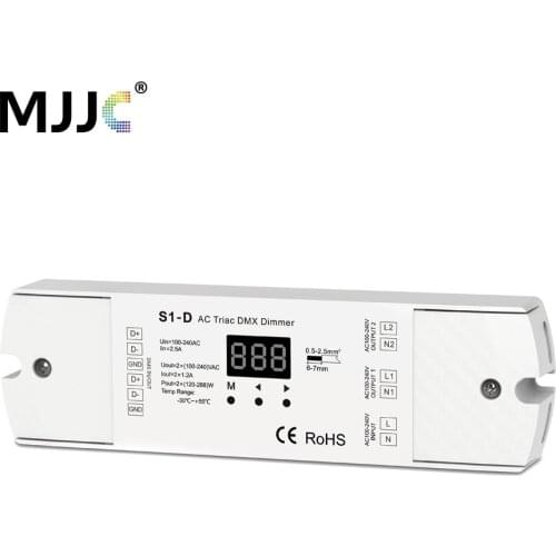 AC Triac DMX512 Dimmer 220V 230V 110V 120V 240V Dual Channel Dimmable DMX Controller LED Bulb Triac Dimmer Switch S1-D