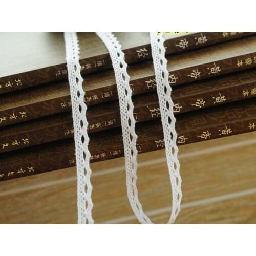 10 Meters 1CM Width White Thin Crocheted 100% Cotton Lace Trim DIY Sewing Craft