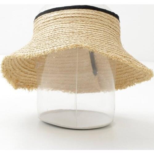 Free shipping High Quality Women Summer cap foldable Raffia handmade Adjustable sun hat wide brim beach cap Visor Floppy Chapeau
