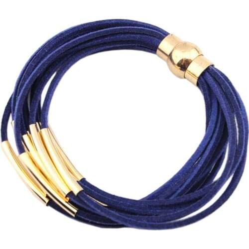 10 Colors Option Gold Tube Multi Layer 12 Velvet Magnet Bracelets Women Fashion New Magnetic Tube Clasp Bracelet