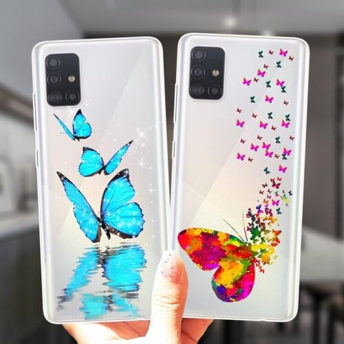 For Samsung A52 A72 A51 A71 A50 A70 A12 A02 A42 A32 A31 A21S A41 A11 A30 A20 Case Cute Beautiful Butterfly Soft Silicone Cover
