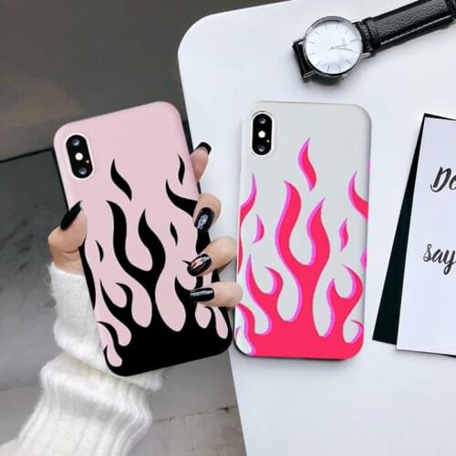 JAMULAR Cool Green Red Flames Phone Case For iPhone 11 Pro 12 XS MAX X XR 7 8 6 Plus Pink Silicone Soft Back Cover Fashion Coque