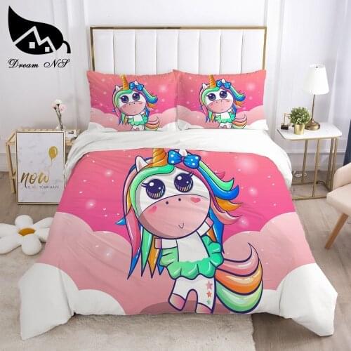 Dream NS Pink Unicorn Bedding set Queen Bedding Home Textiles Set Bedclothes rainbow horse duvet cover set juego de cama