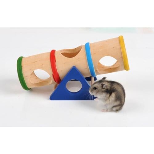 Hamster Wood Toy Upturned Bucket Hamster Seesaw Tunnel Tube Small Pet Wooden Toy hamster petits animaux game Small pet Products