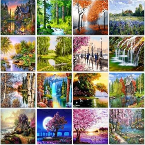 GATYZTORY 40x50cm Frameless painting by numbers Nature Landscape On Canvas pictures Home Decoration DIY For Unique Gift