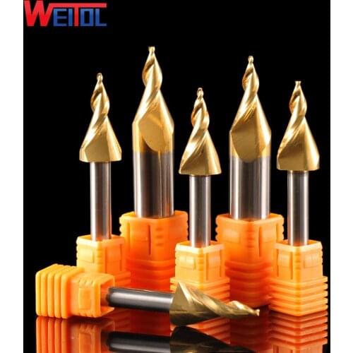 Weitol 12mm taper ball nose end mill cutter Acrylic two flute router bits mini word cutter milling cutter cutting tools