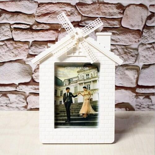 Creative White 7 Inch Abs Windmill Rotating Photo Frame Children Wedding Picture Framge Art Home Decor
