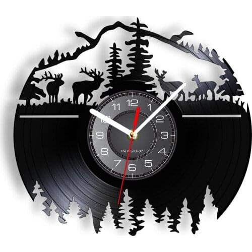 African Wildlife Animals Vinyl Record Wall Clock Contemporary Home Forest Wall Art Decor Safari Vintage Handicraft Works Watch