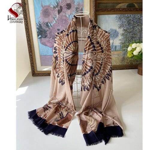 NEPALESE HAND PRINTED Muffler100% MARINO WOOL SCARF SHALW SOFT & WARM THIN FACTORY DIRECT Peacock Print