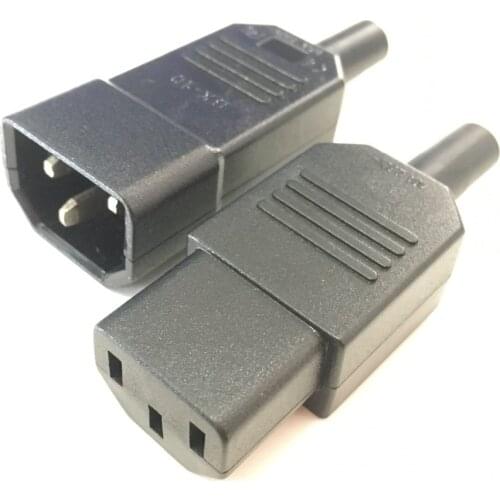 New DIY 10A 250V Black IEC C13 C14 female male Plug Rewirable Power Connector 3 pin AC Socket one pair